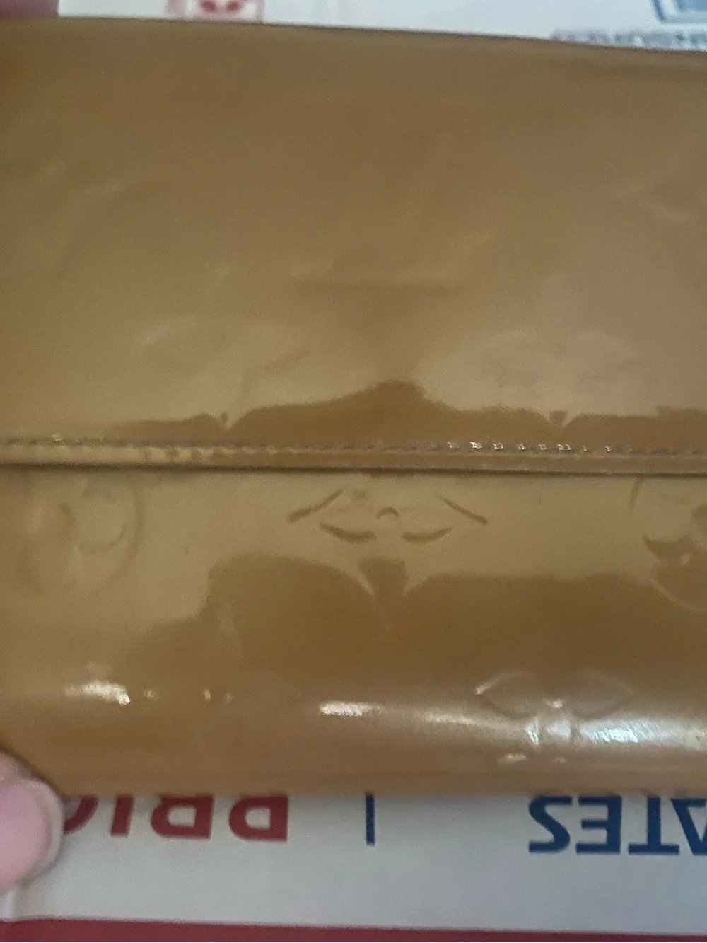 Louis Vuitton Patent Monogram Wallet in Mustard Brown comes w COA